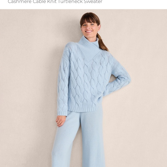 Cashmere Wide Leg Pants-Light Blue - Picture 5 of 5